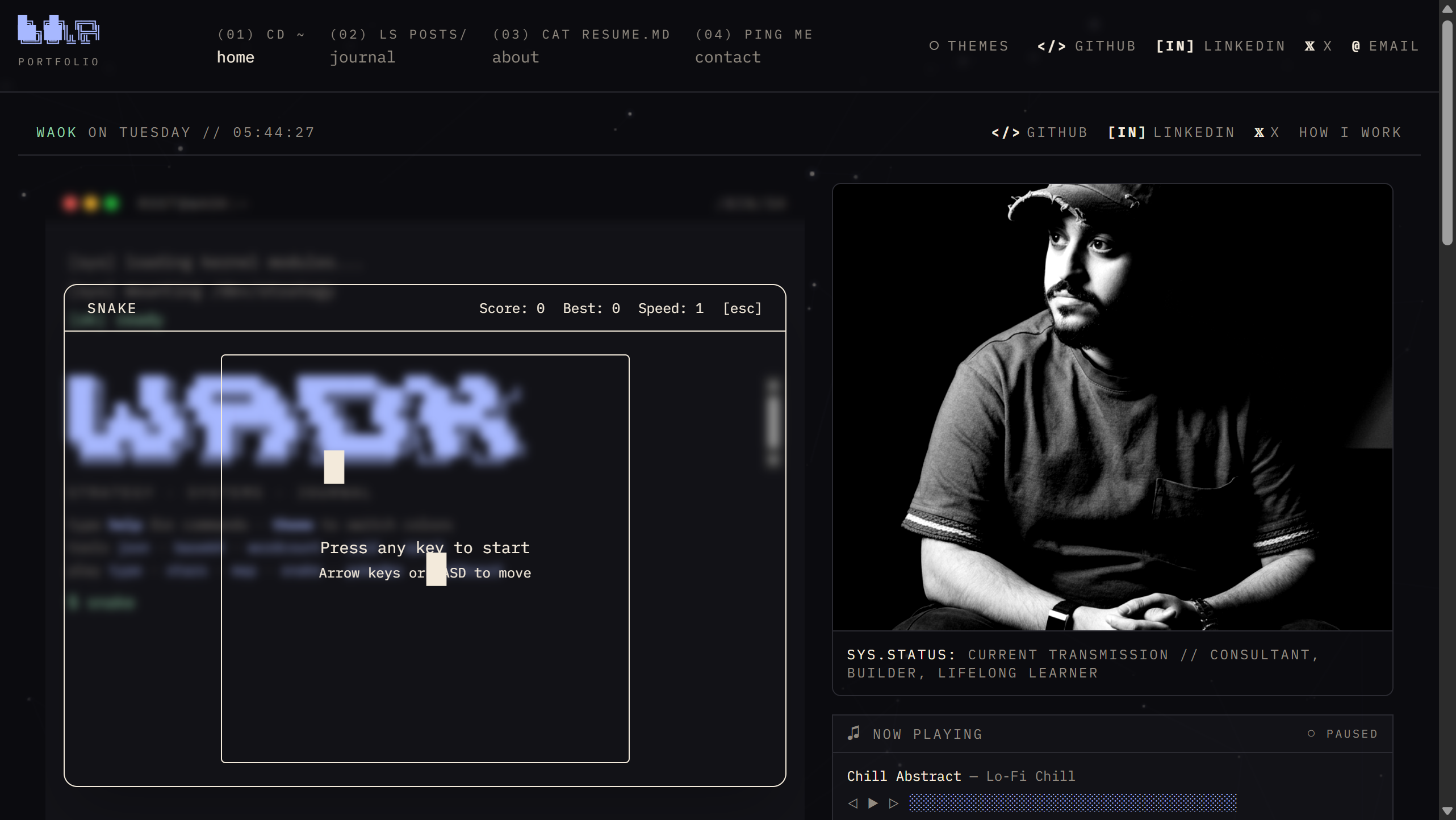 Snake game running in the terminal