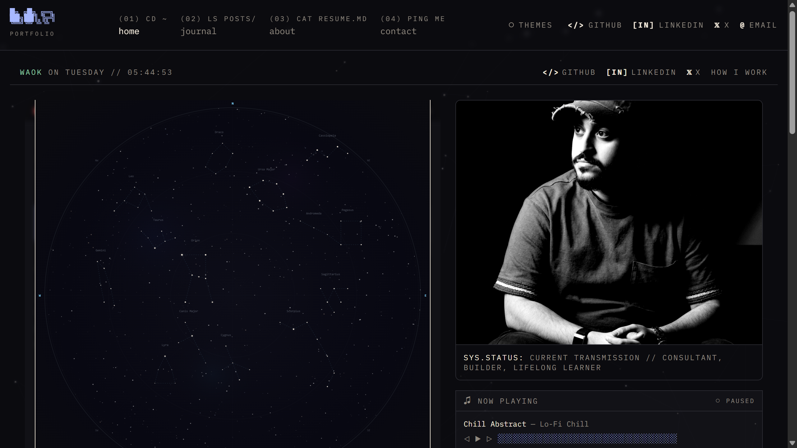 Star map — azimuthal projection based on your location